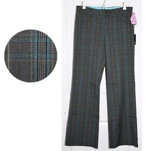 NWT Zinc Plaid Mid-Rise Wide Straight-Leg Pants